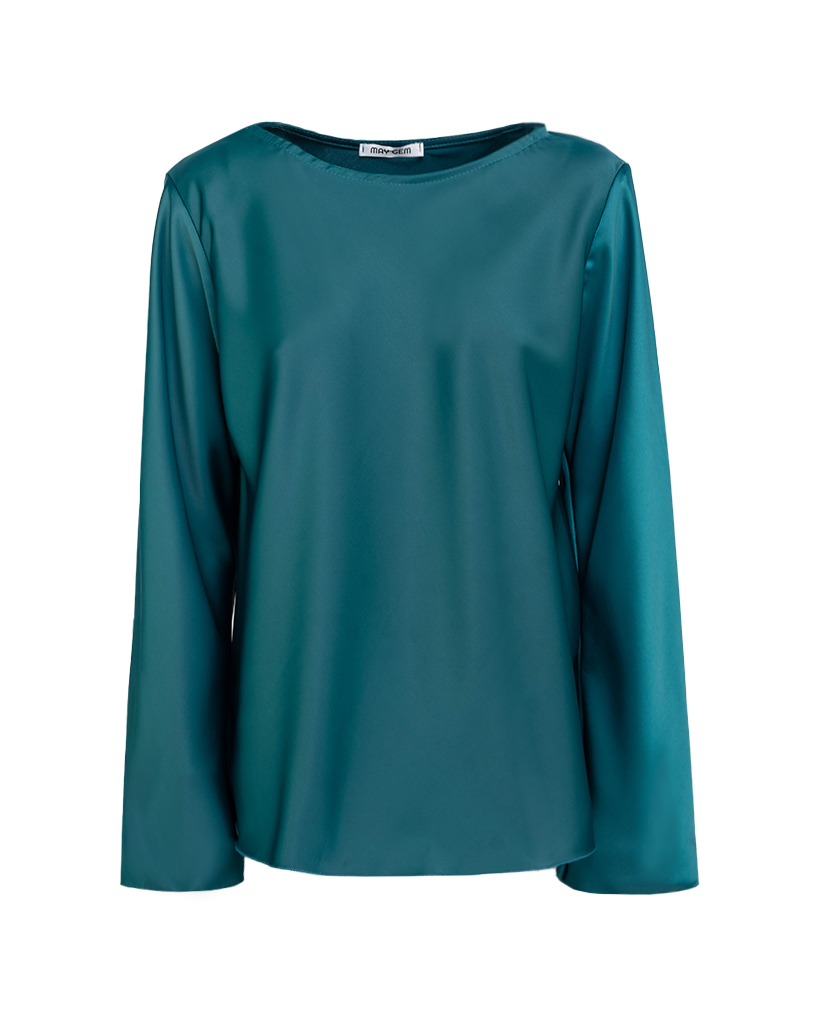 Satin langarm Bluse Satin langarm Bluse