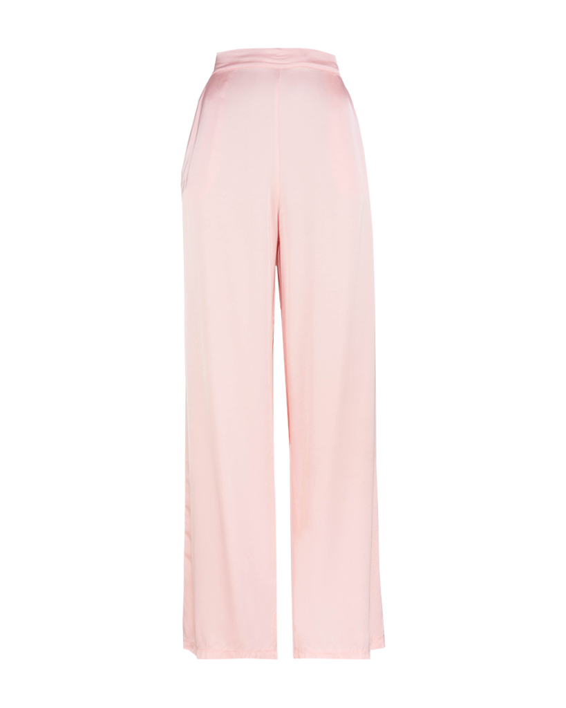 Satin Hose mit Eingriffstaschen und weitem Bein