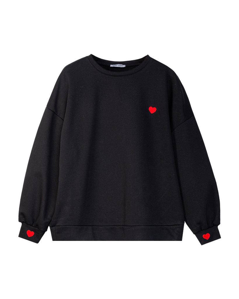 Oversize-Pullover mit Herz-Patches