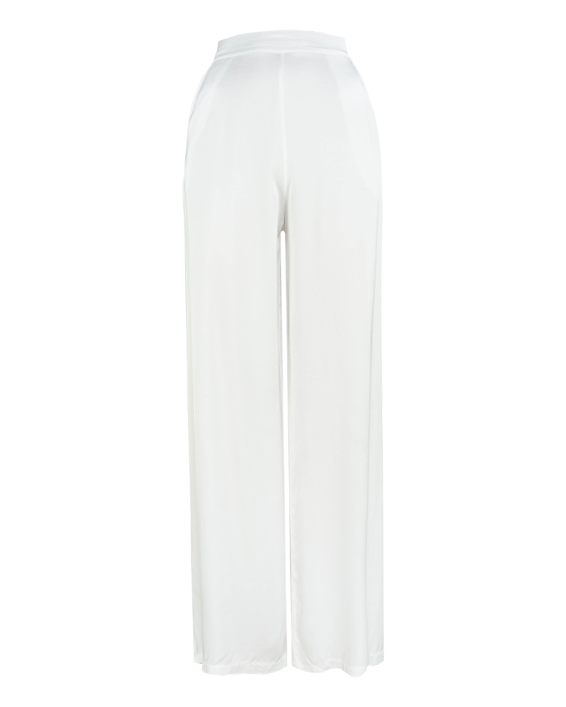 Satin Hose mit Eingriffstaschen und weitem Bein
