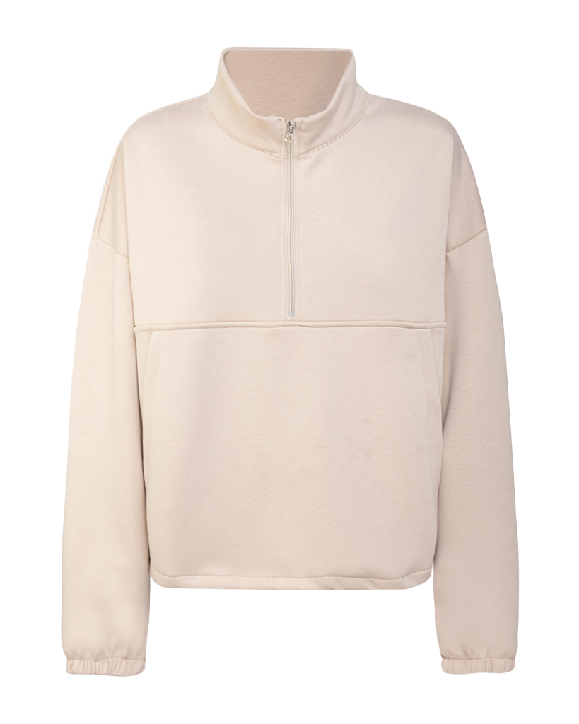 Soft Jersey Pullover mit Tasche und Reißverschluss