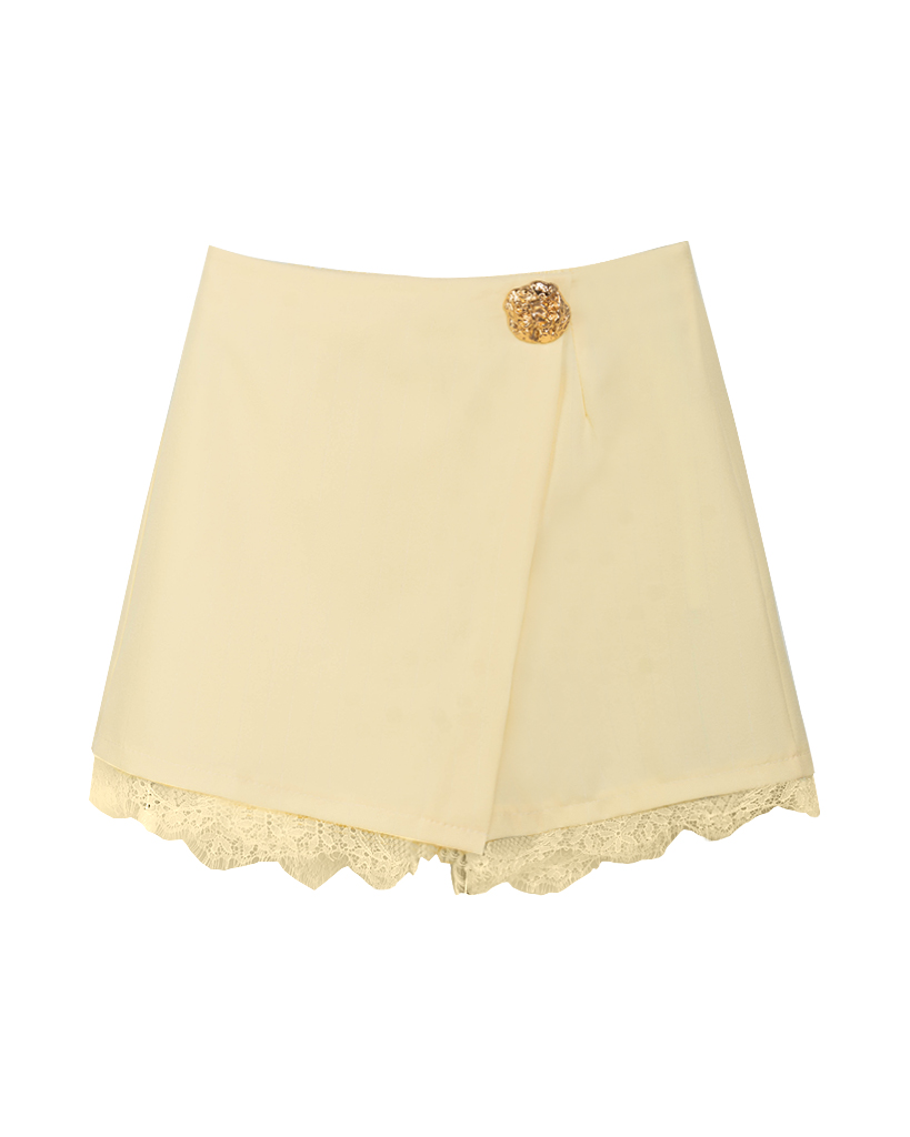 Skort mit asymmetrischem Saum und Spitzenbesatz Skort mit asymmetrischem Saum und Spitzenbesatz