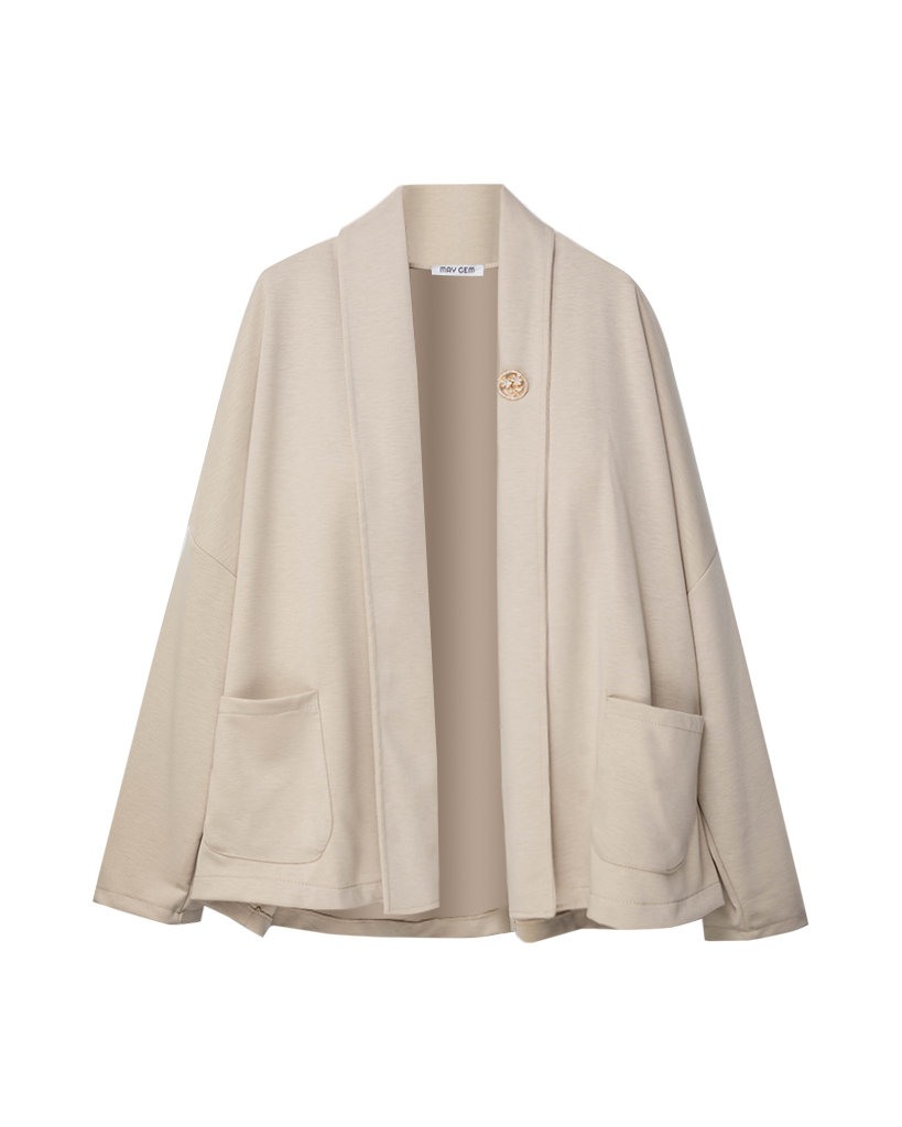 Soft Jersey Jacke mit Blumen Brooches Soft Jersey Jacke mit Blumen Brooches