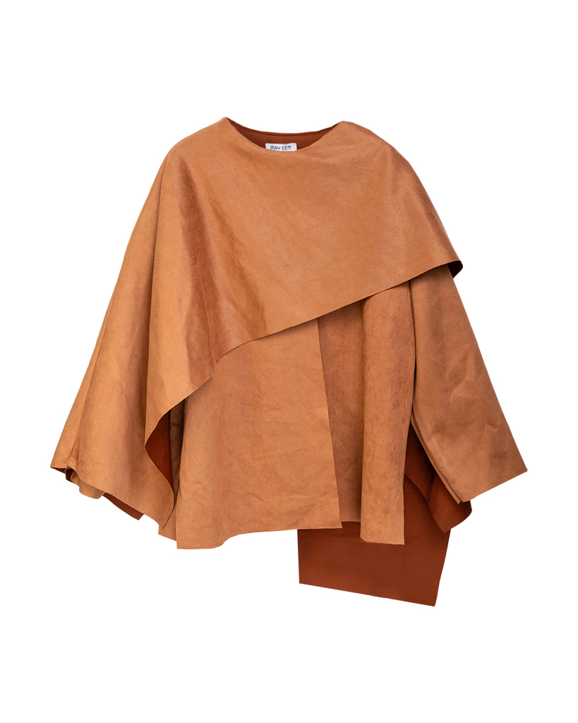 Velour Leder Poncho Jacke Velour Leder Poncho Jacke