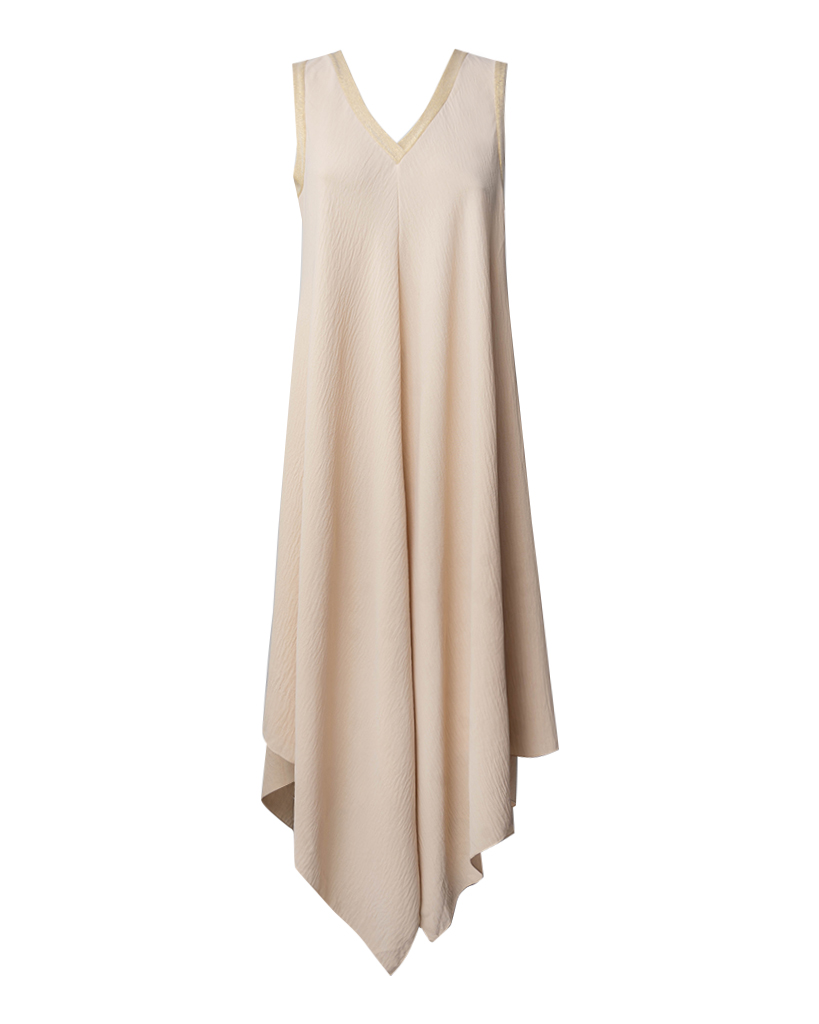 Midi Asymmetrisches Kleid mit Lurex Hals Midi Asymmetrisches Kleid mit Lurex Hals