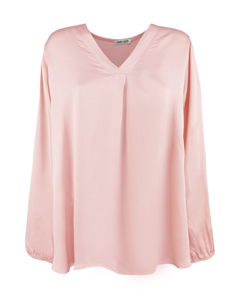 Uni Viskose Bluse mit V-Ausschnitt