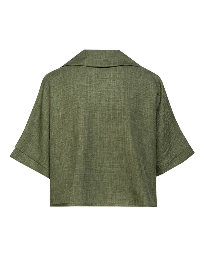 Kurzarm Bluse mit Palmen Kurzarm Bluse mit Palmen