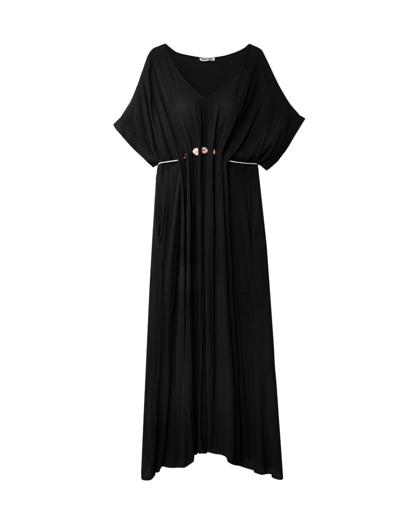 langes Kleid mit Stein Gürtel langes Kleid mit Stein Gürtel