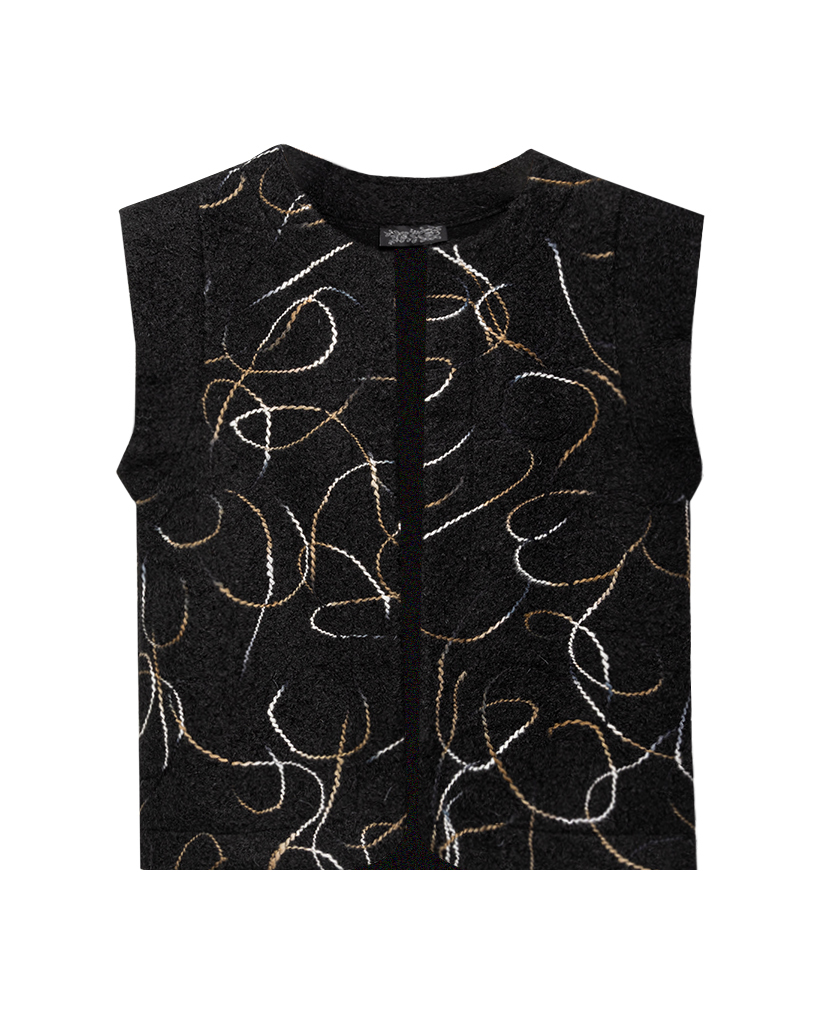 Ärmellose und Offene Weste mit geschwungenem Linienmuster