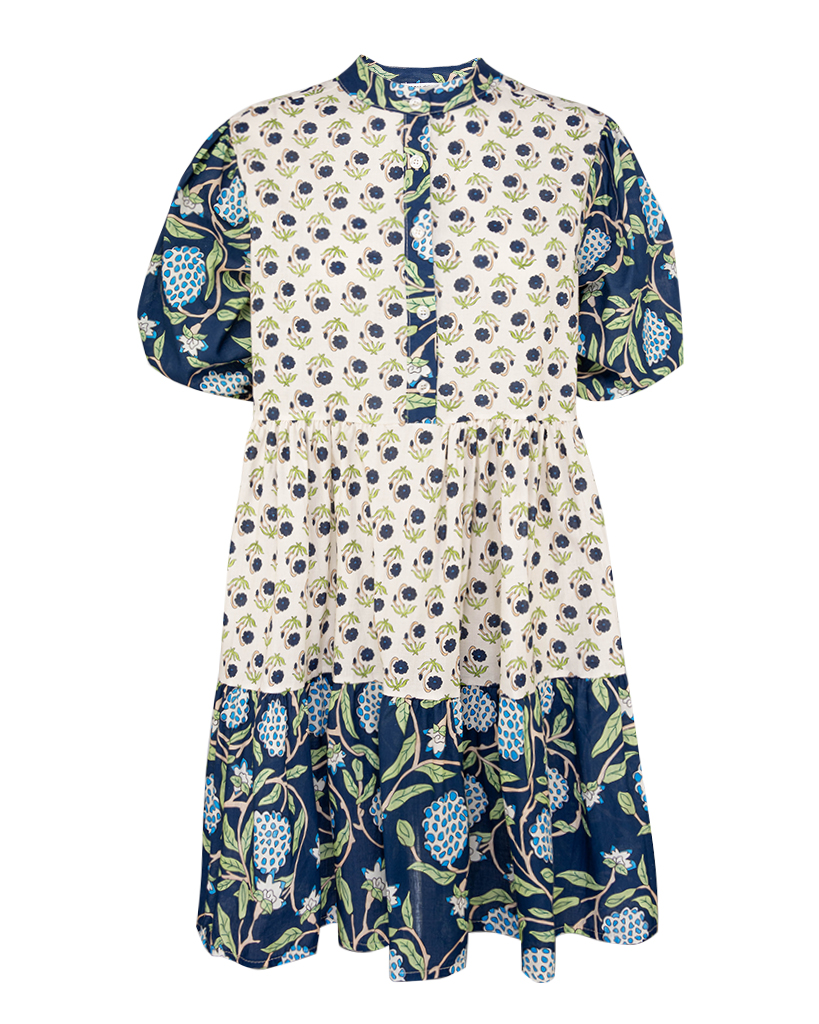 kurzes Tunika-Kleid mit Blumen und Beeren Muster Print