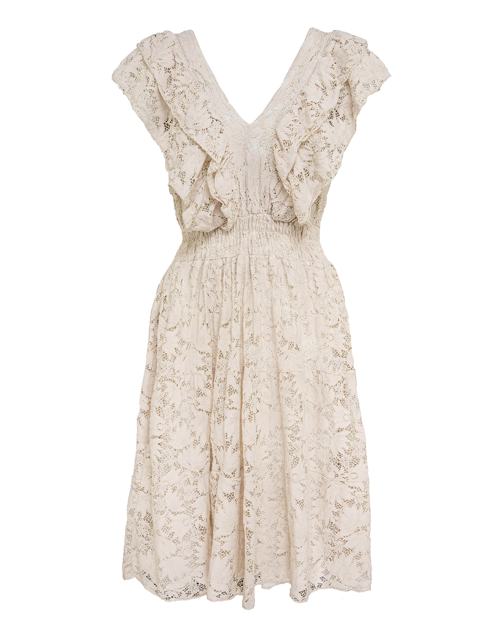 midi Spitzenkleid mit Valance V-Ausschnitt tailliert midi Spitzenkleid mit Valance V-Ausschnitt tailliert