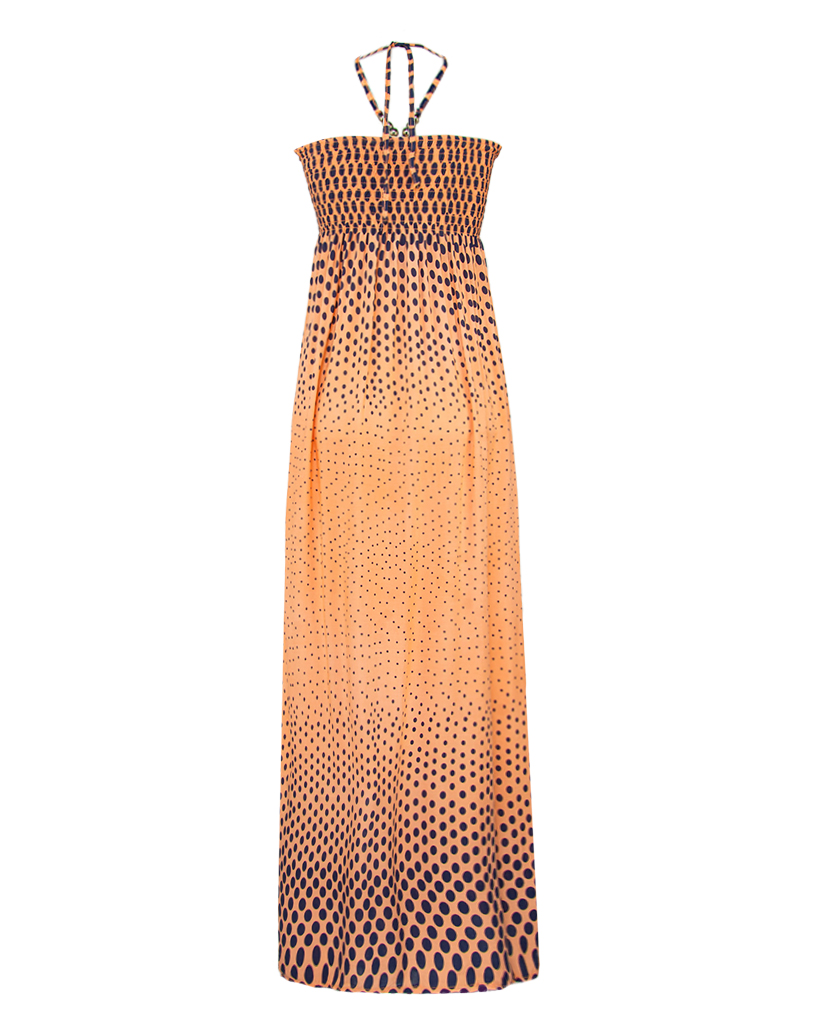 langes Bandeau-Kleid mit Pünktchen-Muster