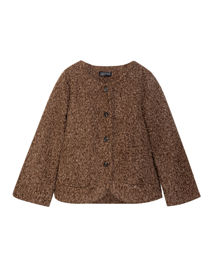 Lurex Strickjacke mit Knöpfe und Fronttasche Lurex Strickjacke mit Knöpfe und Fronttasche