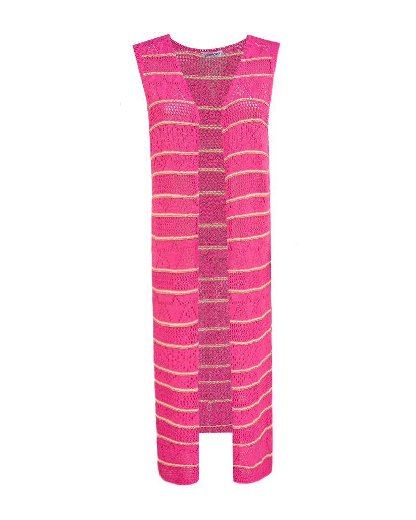 midi Strick Weste mit Lurex-Streifen midi Strick Weste mit Lurex-Streifen