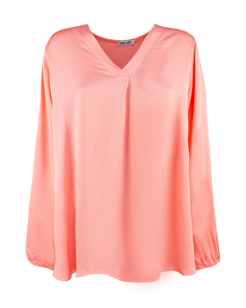 Uni Viskose Bluse mit V-Ausschnitt