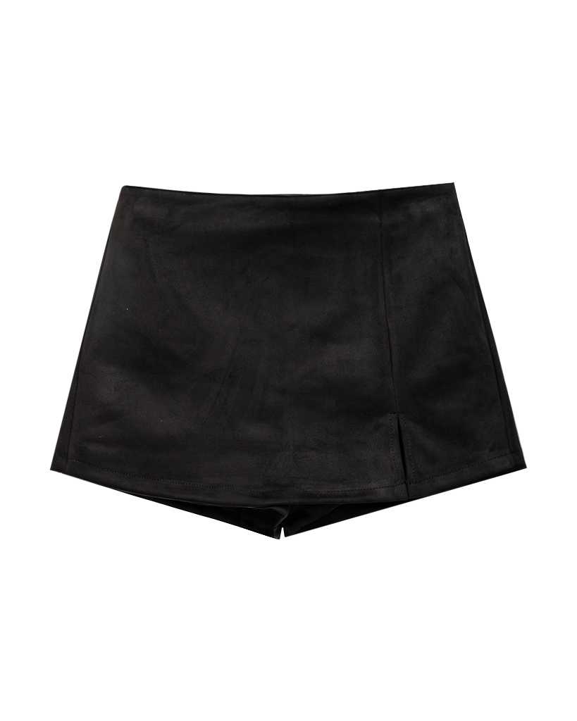 Velour leder Skort mit Schlitz 