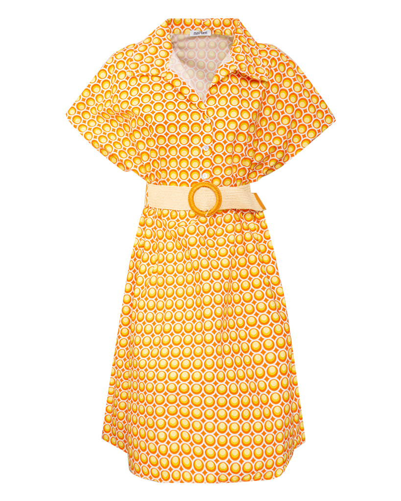 Kleid Bubble-Muster mit Gürtel Kleid Bubble-Muster mit Gürtel