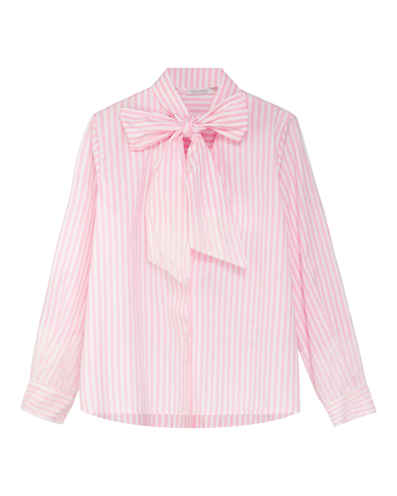 Gestreifte Bluse mit großer Schleife Gestreifte Bluse mit großer Schleife