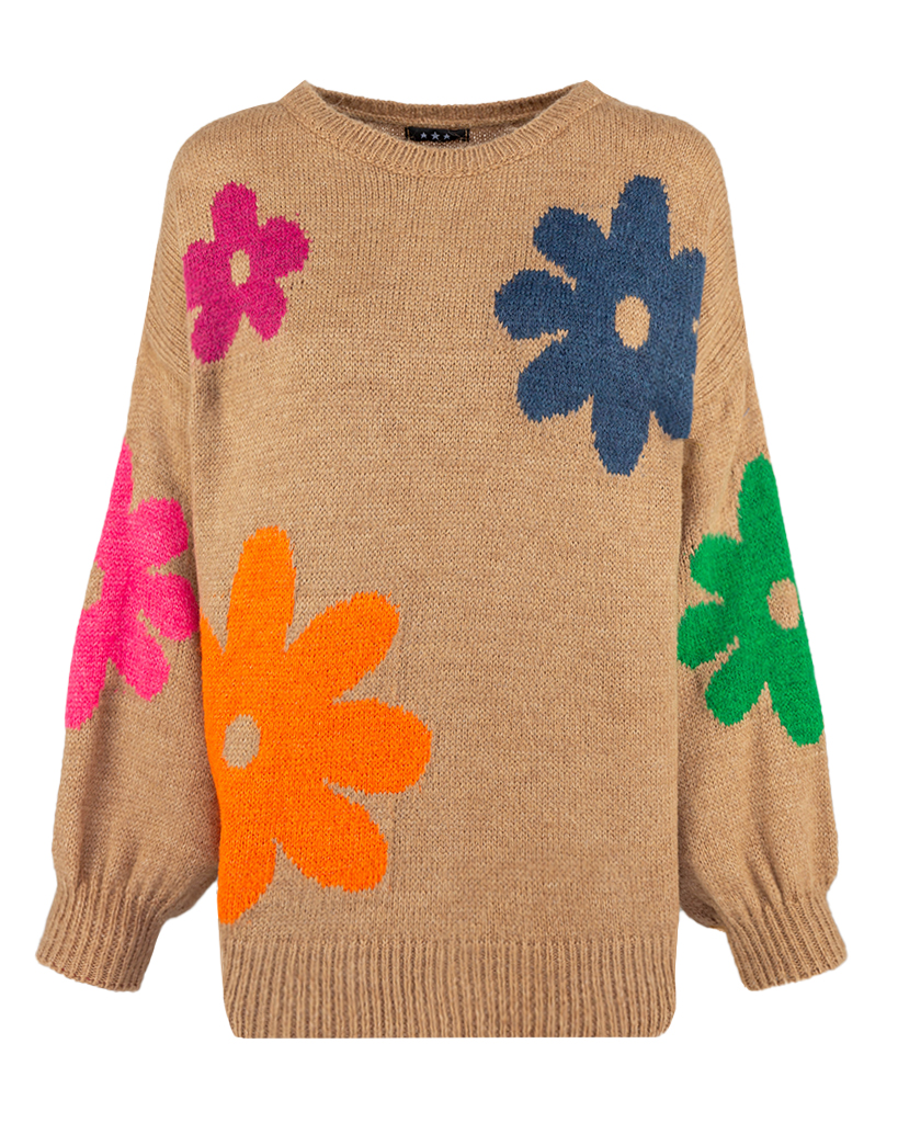 Pullover mit bunten Blumen