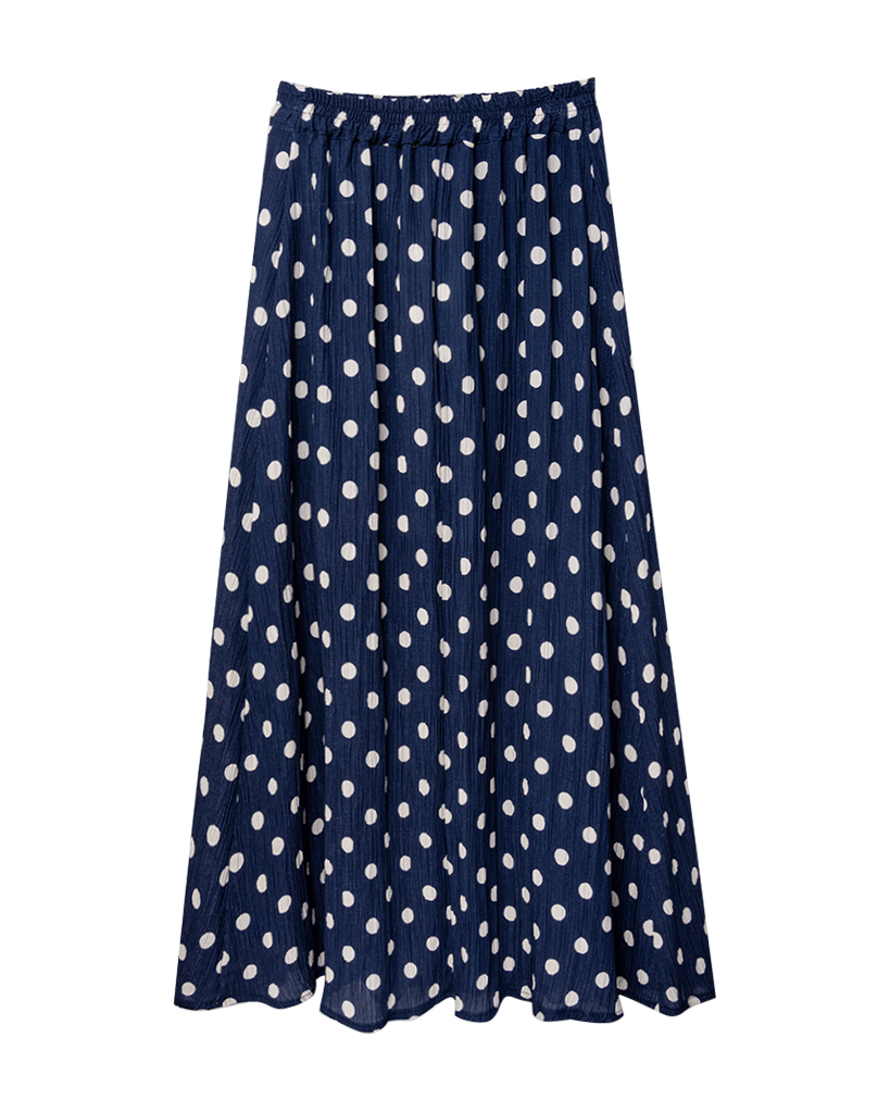 Fließender plissierter Maxirock mit klassischem Polka Dot Muster