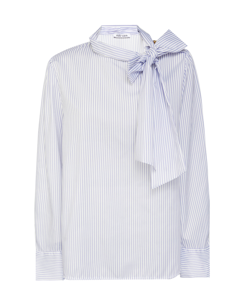 Bluse gestreift mit Schleife am Hals Bluse gestreift mit Schleife am Hals