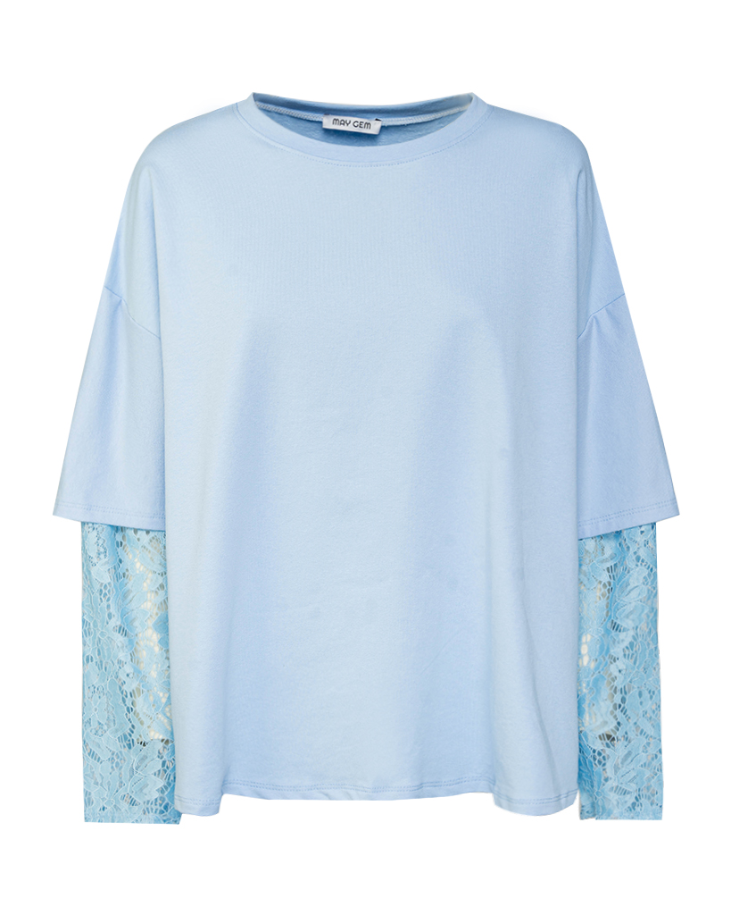 T-Shirt mit Spitzenärmeln T-Shirt mit Spitzenärmeln