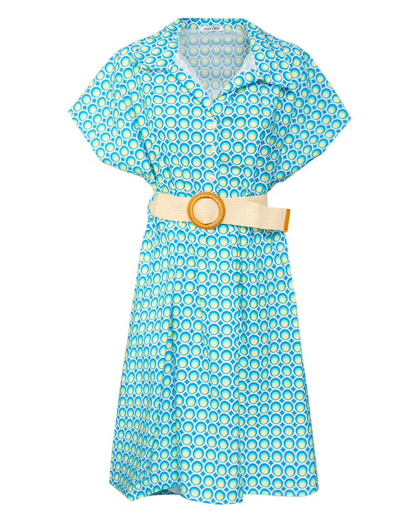 Kleid Bubble-Muster mit Gürtel Kleid Bubble-Muster mit Gürtel