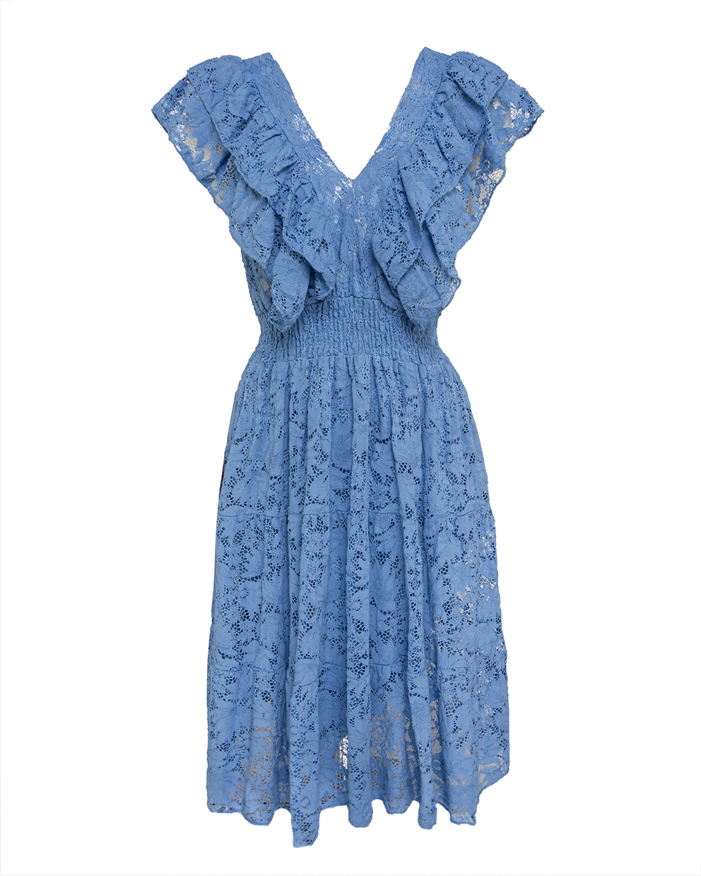 midi Spitzenkleid mit Valance V-Ausschnitt tailliert midi Spitzenkleid mit Valance V-Ausschnitt tailliert