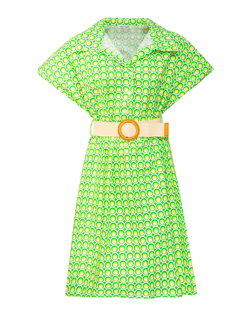 Kleid Bubble-Muster mit Gürtel Kleid Bubble-Muster mit Gürtel