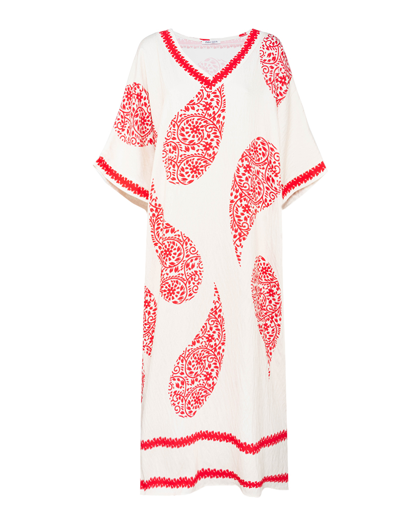 Tunika Kleid mit Print und V-Ausschnitt