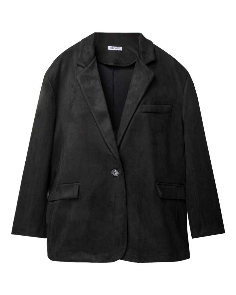Oversize velour Leder Blazer mit Doppel knopfleiste 