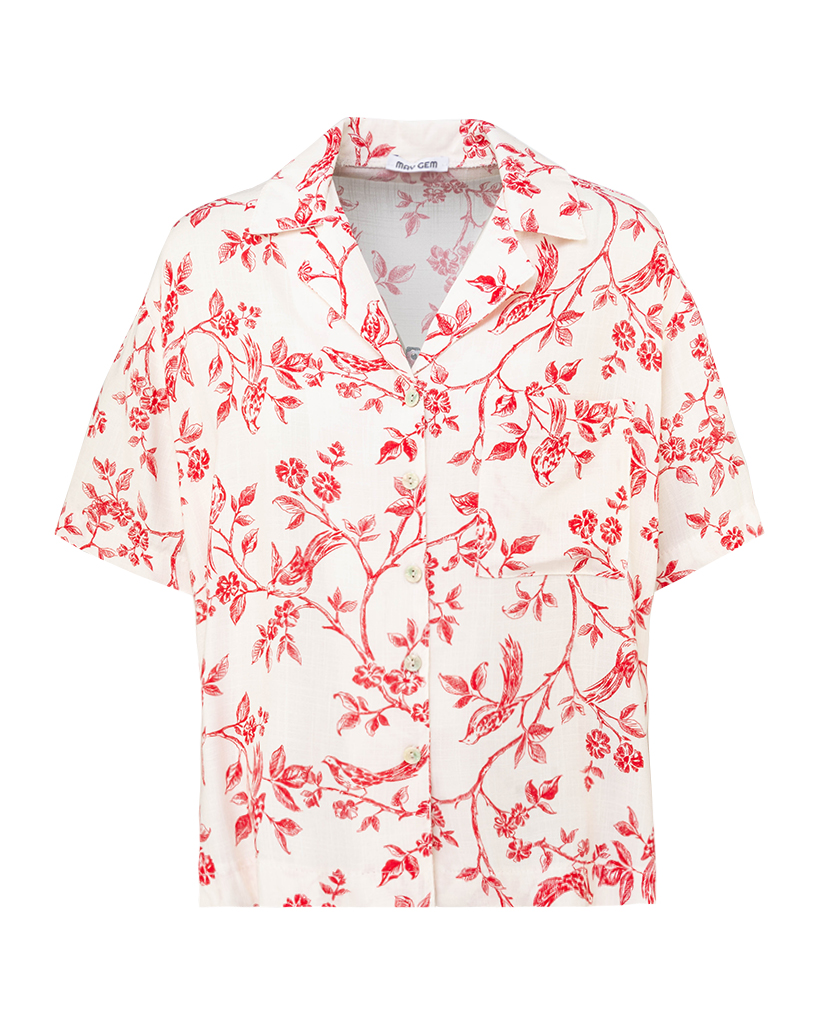 Oversize Hemd mit floralem Print und Brusttasche Oversize Hemd mit floralem Print und Brusttasche