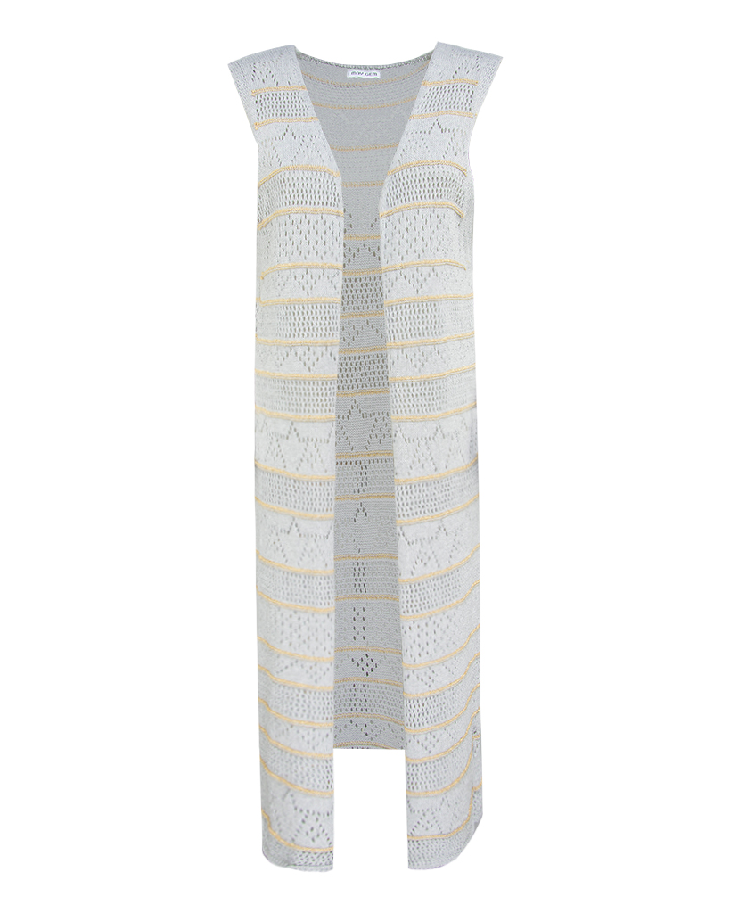 midi Strick Weste mit Lurex-Streifen midi Strick Weste mit Lurex-Streifen