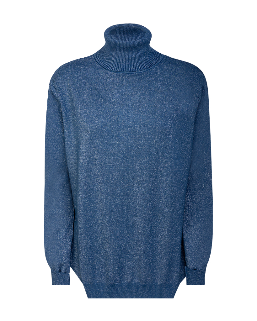 Lurex fein strick V-Ausschnitt Pullover 