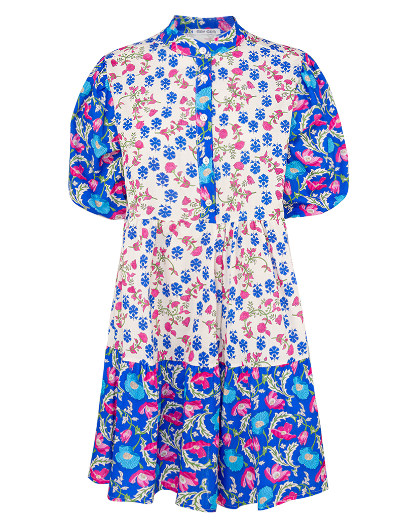 kurzes Tunika-Kleid mit Blumen Muster Print