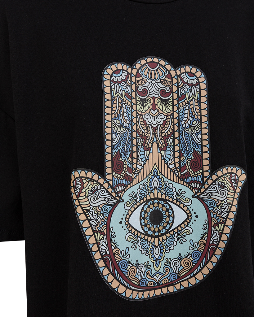 langes T-Shirt mit Print: Hand der Shiva