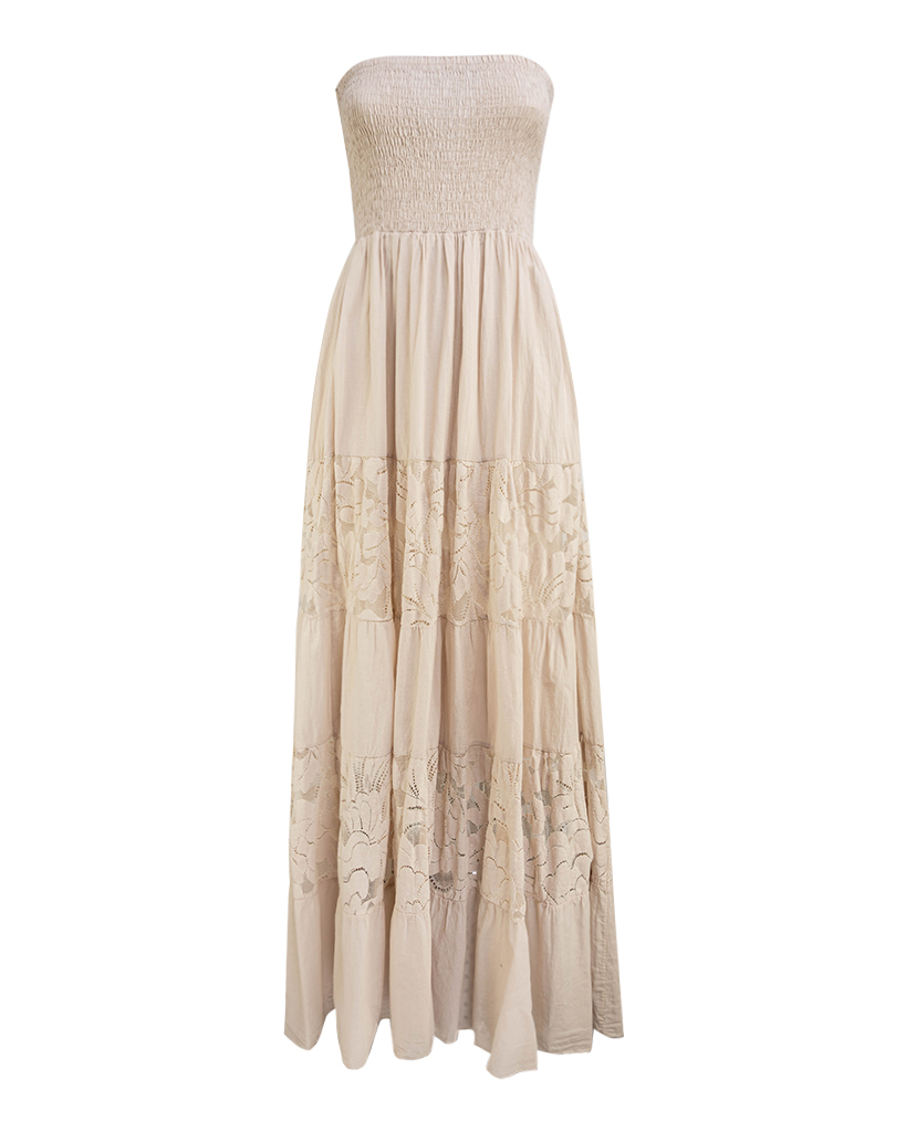 maxi Bandeau-Kleid mit Spitze