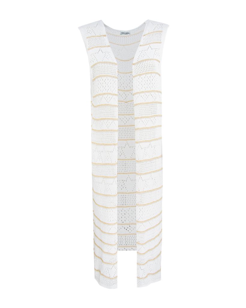 midi Strick Weste mit Lurex-Streifen