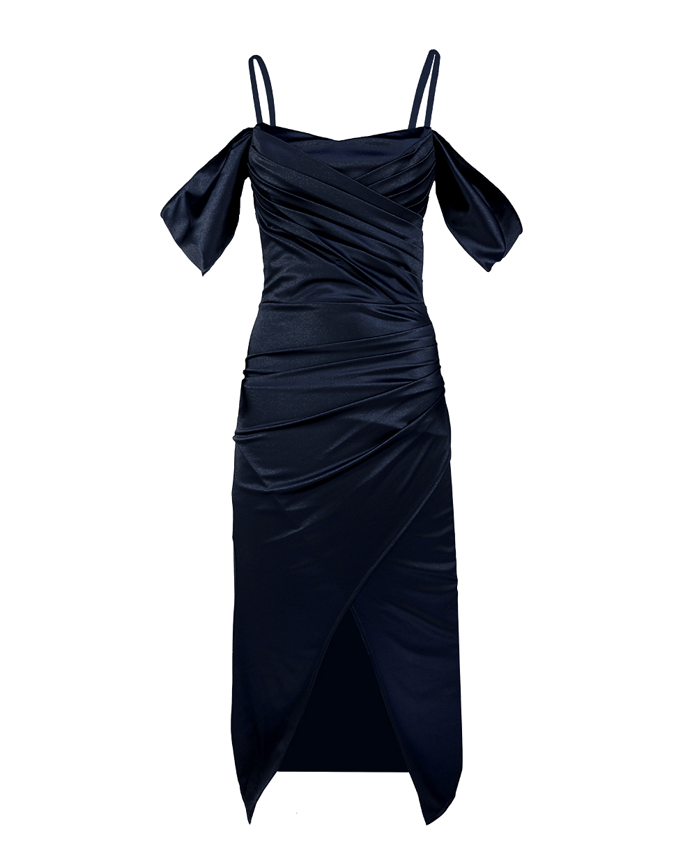 Satin Abendkleid mit Wickeloptik Satin Abendkleid mit Wickeloptik