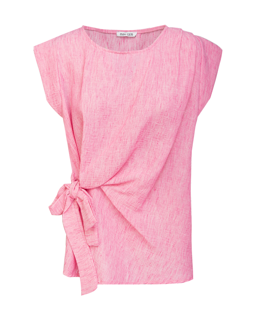 Set Leinen: Bluse mit Schleife und Hose Set Leinen: Bluse mit Schleife und Hose