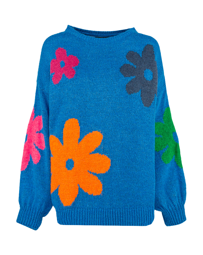 Pullover mit bunten Blumen