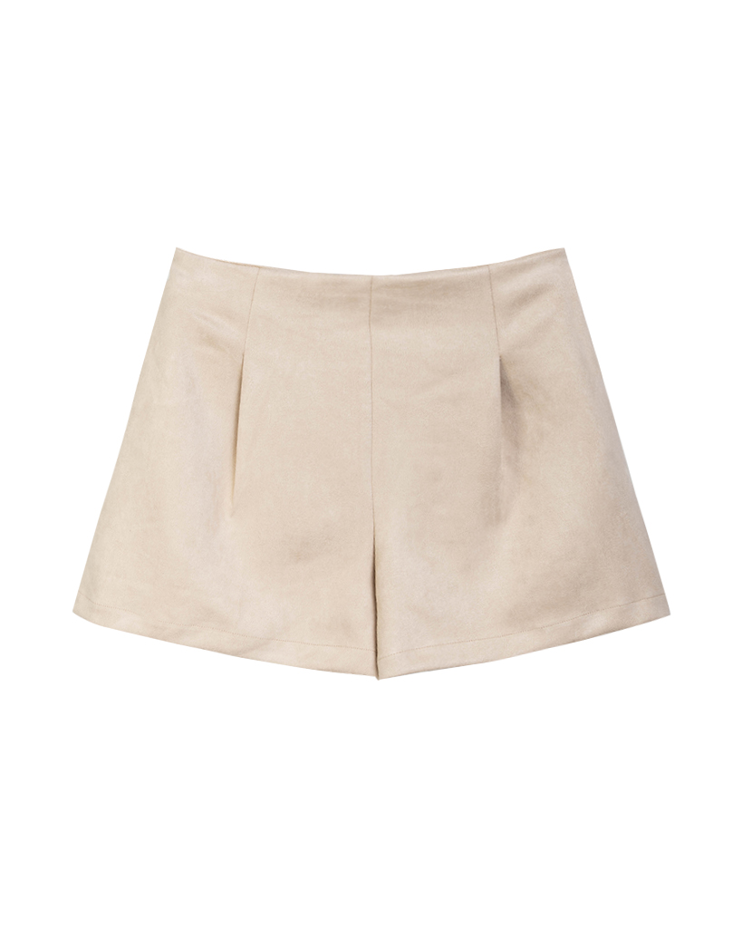 Velour Leder Shorts mit halber gummiband