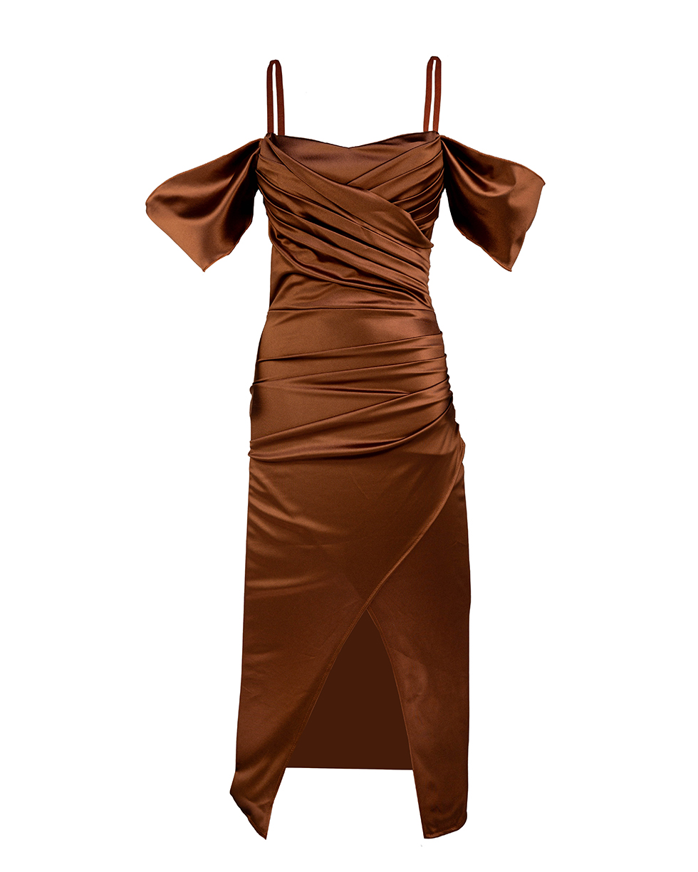 Satin Abendkleid mit Wickeloptik Satin Abendkleid mit Wickeloptik