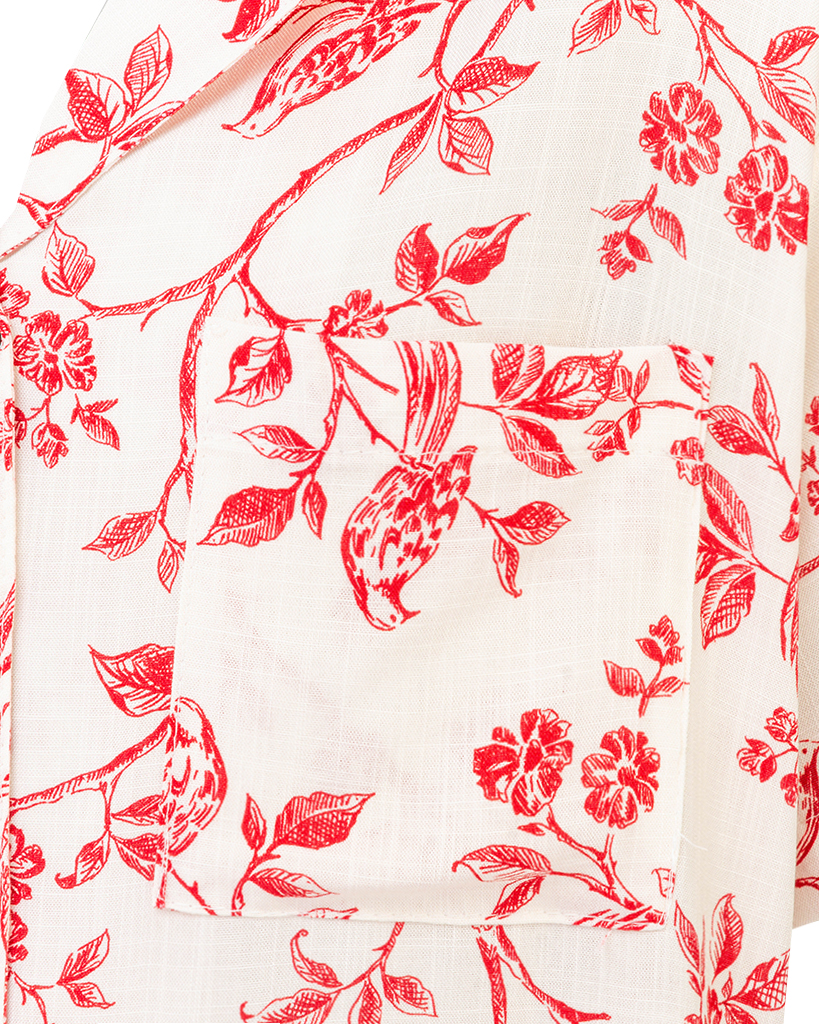 Oversize Hemd mit floralem Print und Brusttasche