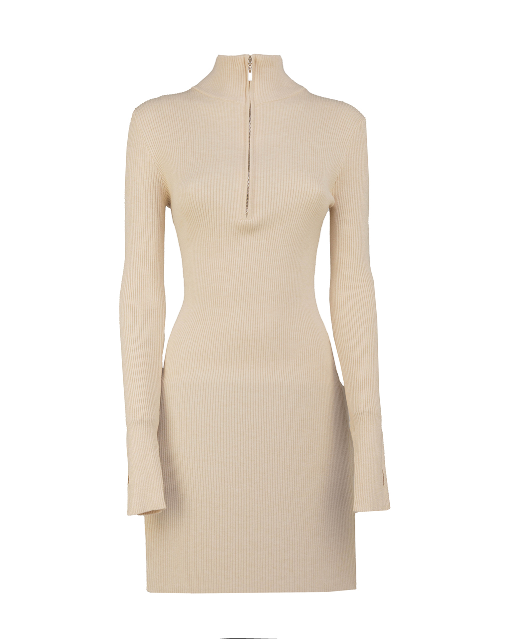 kurzes Feinstrick Kleid mit Reißverschluss am Hals kurzes Feinstrick Kleid mit Reißverschluss am Hals