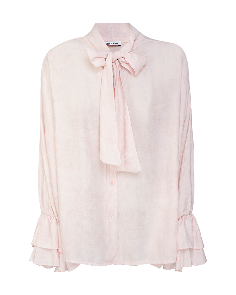 Leicht Oversize Bluse mit Schleife & Volant-Manschetten – Modern & Feminin