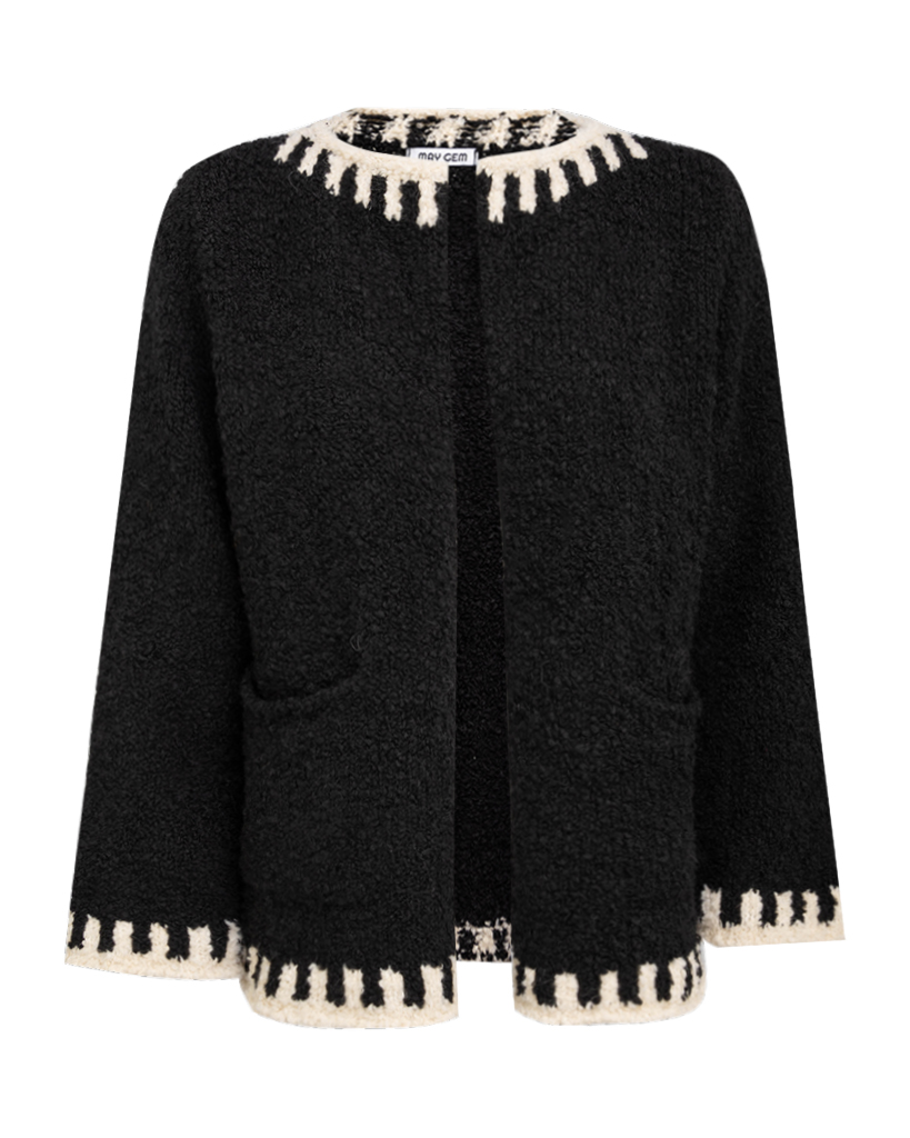 grobe Strickjacke mit abgesetzten Säumen