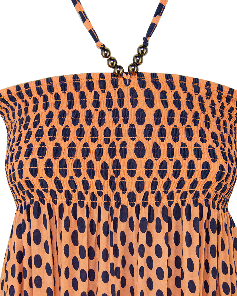 langes Bandeau-Kleid mit Pünktchen-Muster langes Bandeau-Kleid mit Pünktchen-Muster