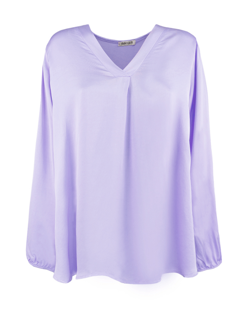 Uni Viskose Bluse mit V-Ausschnitt