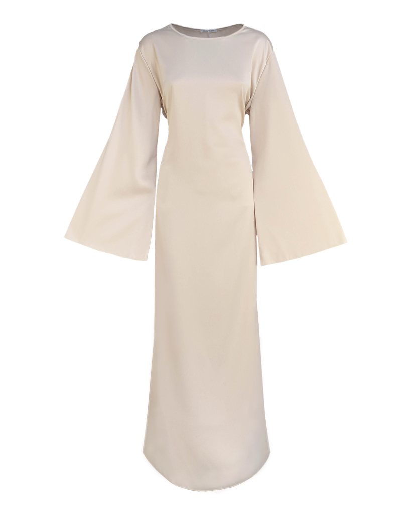 langes Kleid mit Glockenärmeln und Schnürung in der Taille langes Kleid mit Glockenärmeln und Schnürung in der Taille